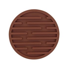 1pc Silicone Mat Heat Resistant Cup Mat Coasters Round Non-slip Table Placemat Tools - Coffee