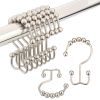 Double Shower Curtain Hooks Stainless Steel Rolling Shower Rings for Curtain Rod, Set of 12Pcs - Matte Nickel - 12 Pieces Hooks