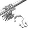 Double Shower Curtain Hooks Stainless Steel Rolling Shower Rings for Curtain Rod, Set of 12Pcs - Chrome - 12 Pieces Hooks