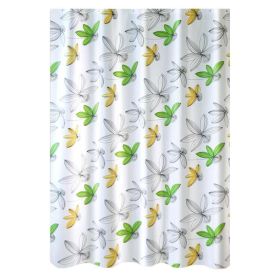 Yellow Green Flower PEVA Bathroom Waterproof Shower Curtain Bathroom Hanging Curtain Toilet Door Curtain Partition Curtain, 71x71inch - Default