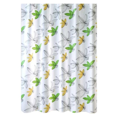 Yellow Green Flower PEVA Bathroom Waterproof Shower Curtain Bathroom Hanging Curtain Toilet Door Curtain Partition Curtain, 71x71inch - Default