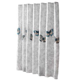 Butterfly Shower Curtain Grey Bath Curtains Polyester Waterproof, 180x180 cm - Default