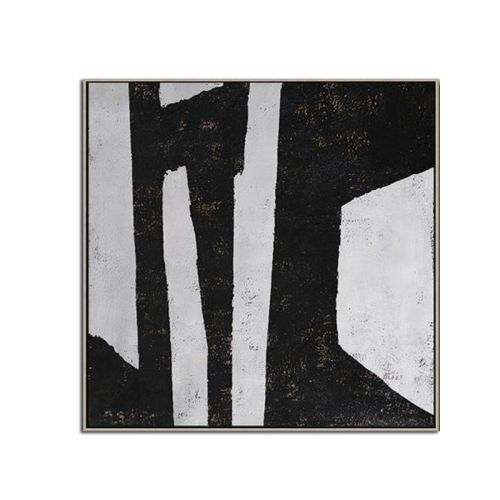 100% Handmade Abstract Oil Painting  Wall Art Modern Minimalist Black and White Canvas Home Decor For Living Room No Frame - 150x150cm