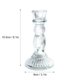 Glass Candle Holder Candlestick Wedding Centerpiece Candle Holders Romantic Wedding Centerpieces For Tables Wedding Home Decor - 15.5x8cm - CN