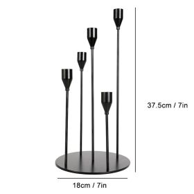 5 Head Luxury Metal Candle Holders Exquisite Candlestick Candle Stand Wedding Table Centerpieces Christmas Home Party Decoration - 5 heads Black - CN