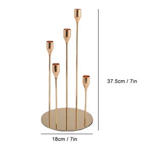 5 Head Luxury Metal Candle Holders Exquisite Candlestick Candle Stand Wedding Table Centerpieces Christmas Home Party Decoration - 5 heads Gold - CN