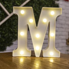 Alphabet Letter LED Lights Luminous Number Lamp Decor Battery Night Light for home Wedding Birthday Christmas party Decoration - M