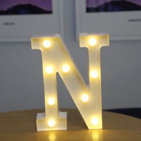 Alphabet Letter LED Lights Luminous Number Lamp Decor Battery Night Light for home Wedding Birthday Christmas party Decoration - N