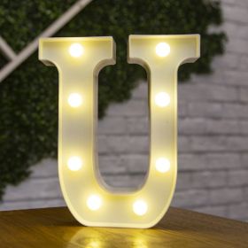 Alphabet Letter LED Lights Luminous Number Lamp Decor Battery Night Light for home Wedding Birthday Christmas party Decoration - U