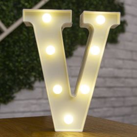 Alphabet Letter LED Lights Luminous Number Lamp Decor Battery Night Light for home Wedding Birthday Christmas party Decoration - V