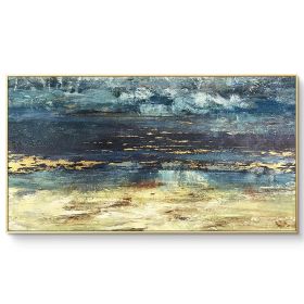Gold Foil Texture Wall Art Picture 100% Hand Painted Modern Abstract Oil Painting On Canvas For Living Room Home Decor No Frame - 40x80cm