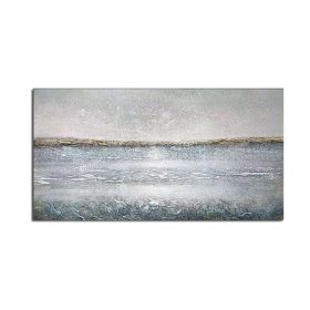 The Modern Sea View Blue Wall Art Canvas Hand Painted Sunny Abstract Painting Wall Picture for Home Office Decorations No Frame - 50x100cm