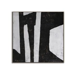 100% Handmade Abstract Oil Painting  Wall Art Modern Minimalist Black and White Canvas Home Decor For Living Room No Frame - 80x80cm
