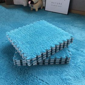 Living Room Carpet Tiles Interlocking Level Loop Square Carpet Tiles Area Rugs Play Mat - Blue - 45pcs