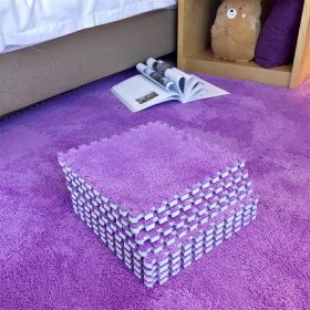 Living Room Carpet Tiles Interlocking Level Loop Square Carpet Tiles Area Rugs Play Mat - Purple - 15pcs