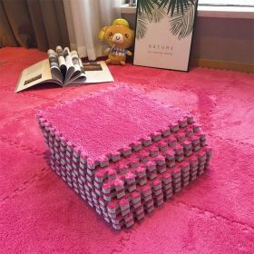 Living Room Carpet Tiles Interlocking Level Loop Square Carpet Tiles Area Rugs Play Mat - Dark Pink - 15pcs