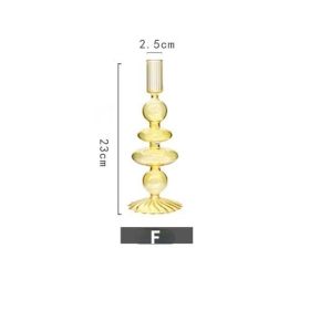 Vintage Glass French Style Candlestick Crystal Glass Candle Holders Simple Wedding Romantic Candlelight Dinner Home Decoration - F