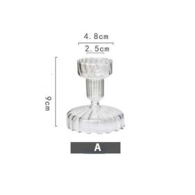 Vintage Glass French Style Candlestick Crystal Glass Candle Holders Simple Wedding Romantic Candlelight Dinner Home Decoration - A