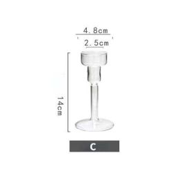 Vintage Glass French Style Candlestick Crystal Glass Candle Holders Simple Wedding Romantic Candlelight Dinner Home Decoration - C