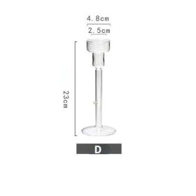 Vintage Glass French Style Candlestick Crystal Glass Candle Holders Simple Wedding Romantic Candlelight Dinner Home Decoration - D