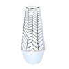 White Ceramic Vase with Gold Geometric Accent Design - Elegant and Versatile Home Decor - as Pic