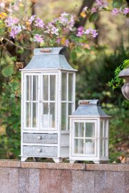 Wooden Candle Lantern Decorative, Hurricane Lantern Holder Decor for Indoor Outdoor, Home Garden Wedding - as Pic