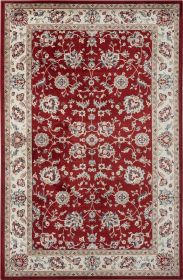 Stylish Classic Pattern Design Traditional Floral Filigree Bordered Area Rug - Red|Ivory - 7'9" X 9'9"