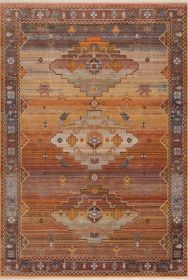 Stylish Classic Pattern Design Vintage Bohemian Southwestern Sierra Area Rug - Brown & Yellow - 5' X 8'