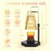 Candle Warmer Lamp Dimmable And Timer Candle Warmer Height Adjustable For Jar Scented Candles For Home Decor Amber Glass And Black Base - Black