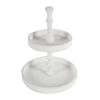 D11.8x15.4" Two-Tiered Round Wooden Tray, White - as Pic