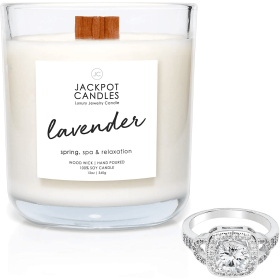 Jackot Candles Lavender Candle with Ring Inside (Surprise Jewelry $15 to $5,000) Ring Size 8 - Jackpot Candles