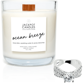Jackpot Candles Ocean Breeze Candle with Ring Inside (Surprise Jewelry Valued at $15 to $5,000) Ring Size 6 - Jackpot Candles