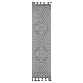 NAAR Guros Collection 2X8 Gray/White /Medallion Indoor/Outdoor Area Rug - as Pic