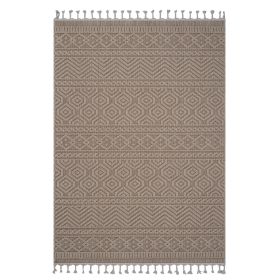 4X6 Mocha /Geometric Indoor/Outdoor Area Rug - as Pic