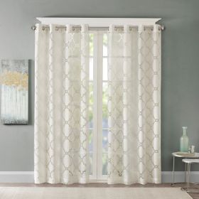 Fretwork Burnout Sheer Curtain Panel(Only 1 Pc Panel) - as Pic