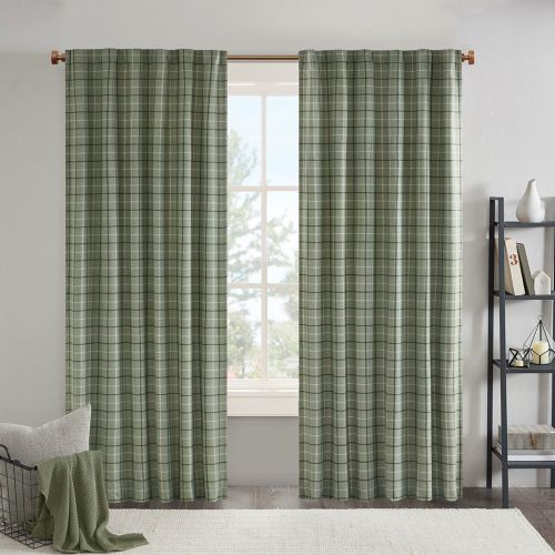 Plaid Rod Pocket and Back Tab Curtain Panel with Fleece Lining(Only 1 Pc Curtain Panel) - as Pic