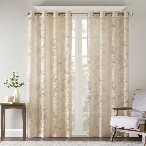 Palm Leaf Burnout Window Sheer(1 Sheer Curtain) - as Pic