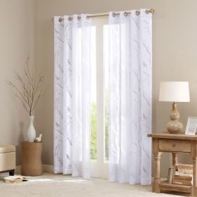 Grommet Top Sheer Bird on Branches Burnout Window Curtain(Only 1 Pc Panel) - as Pic