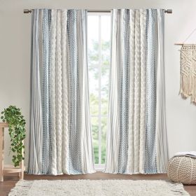 Cotton Printed Curtain Panel with Chenille Stripe and Lining - as Pic