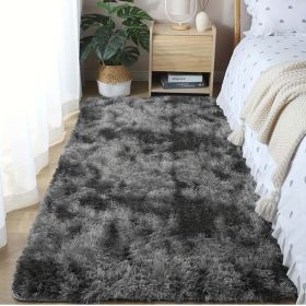 Soft Fluffy Area Rug for Bedroom and Living Room - Tie Dye Dark Grey - 31.5*78.74inch