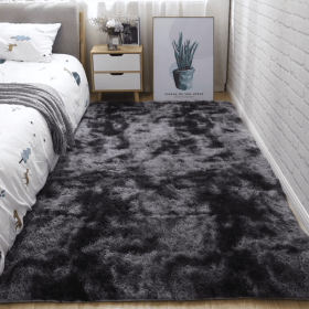 Soft Fluffy Area Rug for Bedroom and Living Room - Tie Dye Dark Grey - 31.5*62.99inch
