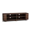 Wooden TV Stand with 8 Open Shelves for TVs up to 65 Inch Flat Screen - Walnut