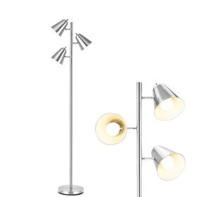 3-Light Floor Lamp Reading Light for Living Room - Silver - Floor Lamp