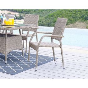 Manhattan Comfort Genoa Patio Dining Armchair in Nature Tan Weave - Default Title