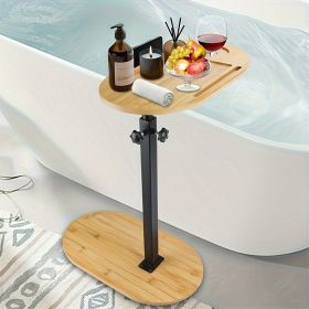 1 Piece Bamboo Bathtub Rack Floor Standing Shelf Adjustable Bathroom Organizer Bedside Removable Shelf Bathroom Accessories Bathtub Tray - Wood color