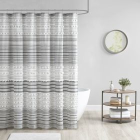 Cotton Yarn Dye Shower Curtain with Pom Poms - as Pic