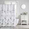 Floral Printed Burnout Shower Curtain - as Pic