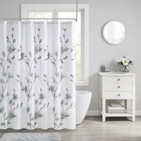 Floral Printed Burnout Shower Curtain - as Pic