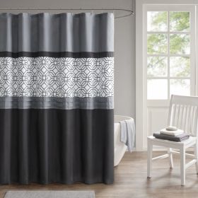 Embroidered and Pieced Shower Curtain - as Pic