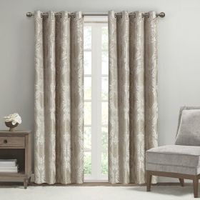 Knitted Jacquard Paisley Total Blackout Grommet Top Curtain Panel(Only 1 Pc Panel - as Pic